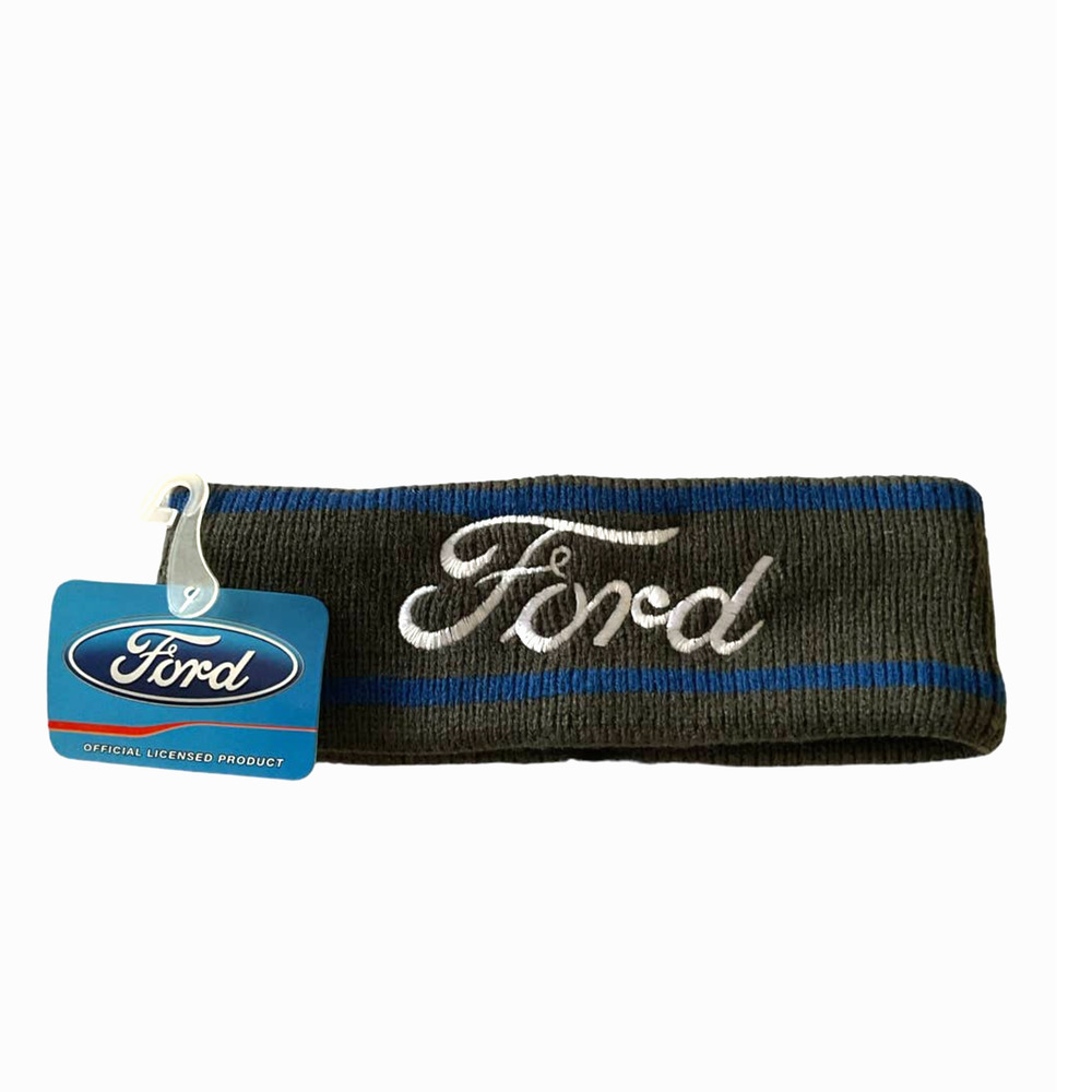 Ford Logo Knit Headband Ear Warmer Gray Blue  NWT